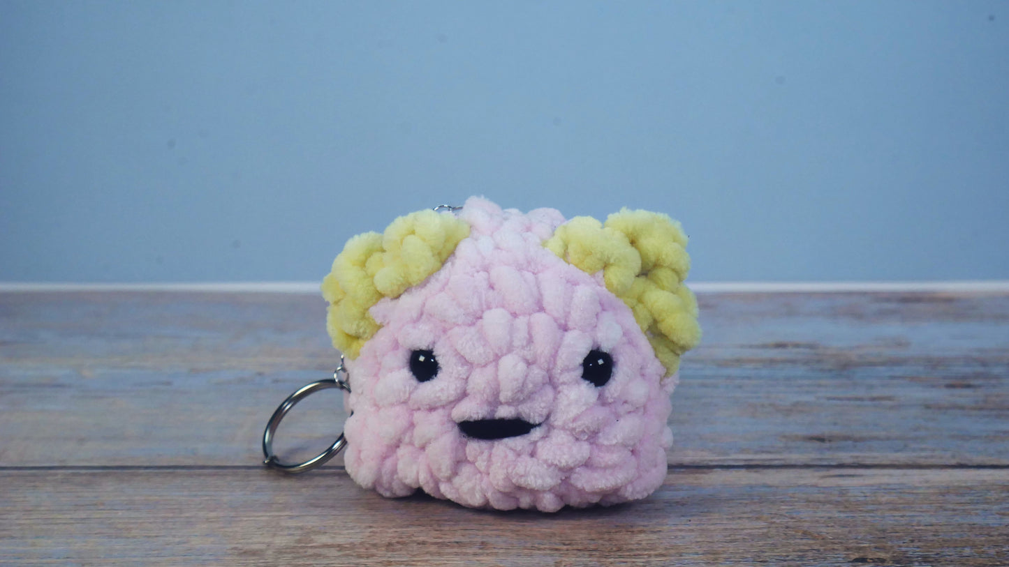 Crocheted Axolotl Keychain