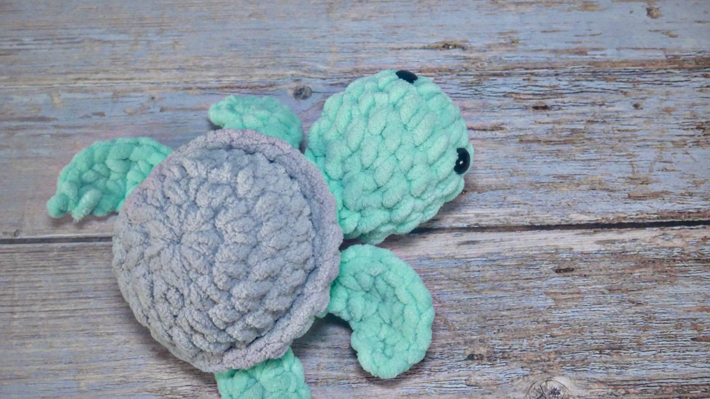 Crocheted baby sea turtles